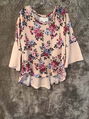 French Laundry Floral Print High-Low Top Size L